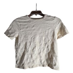 Madewell Textured Cotton Crewneck Tee Ivory XS Short Sleeve Top